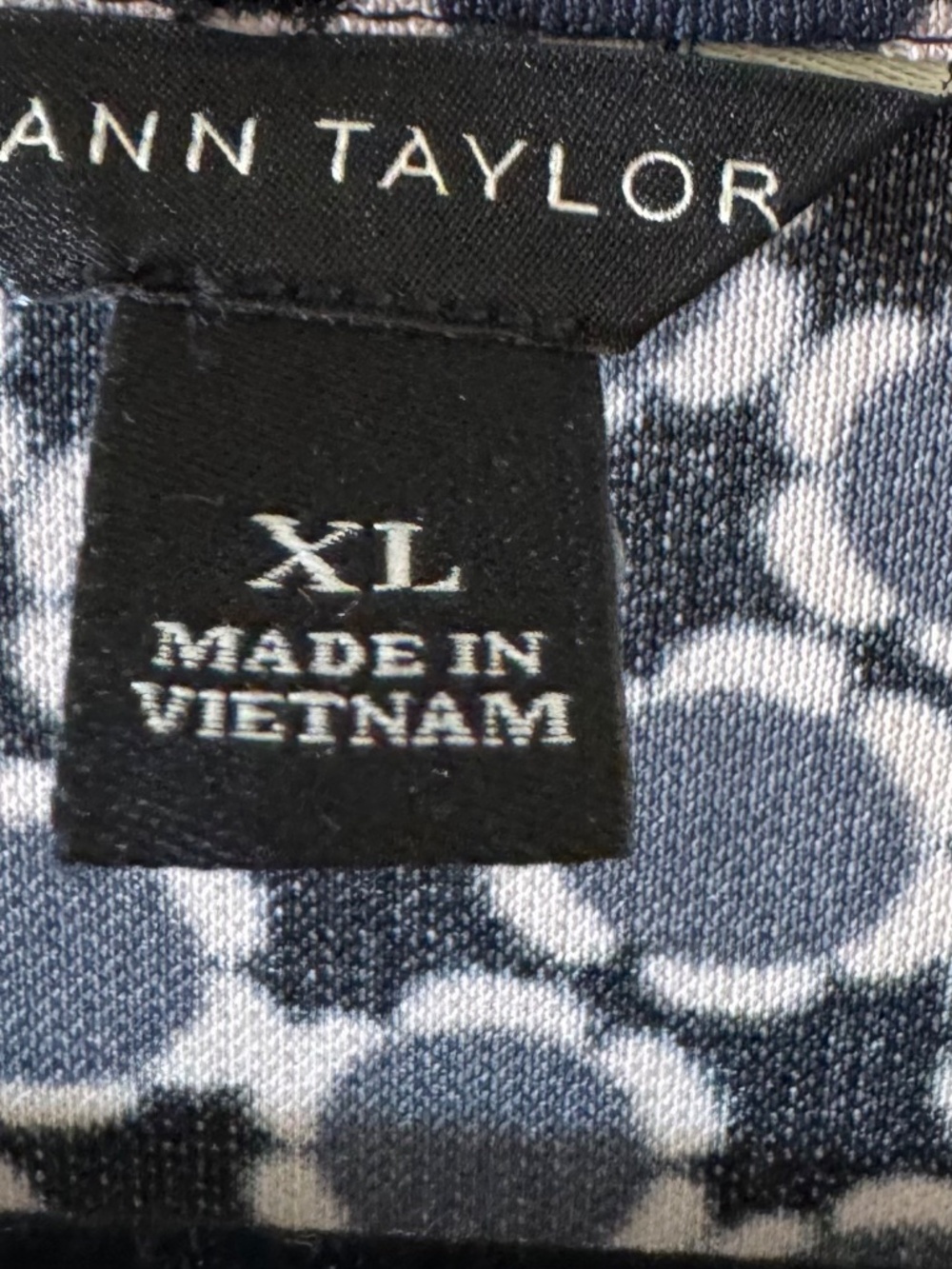 Ann Taylor Wrap Dress XL Navy White Geometric Print Short Sleeve - Picture 5 of 8